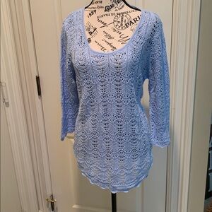 Jeanne Pierre Chambray Blue Knit Top. New with tags. Size L